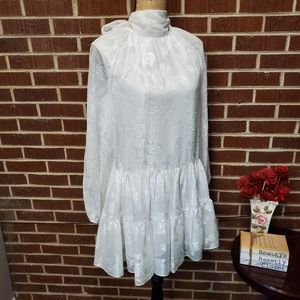 Belle Badgley Mischka Ivory Aurora Ansley Tiered Flowy Mini Wedding Dress 8 NWT